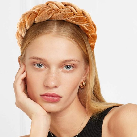 NWOT! Black & Mustard Yellow Twisted Velvet Headbands (SET OF 2!) - Picture 3 of 10